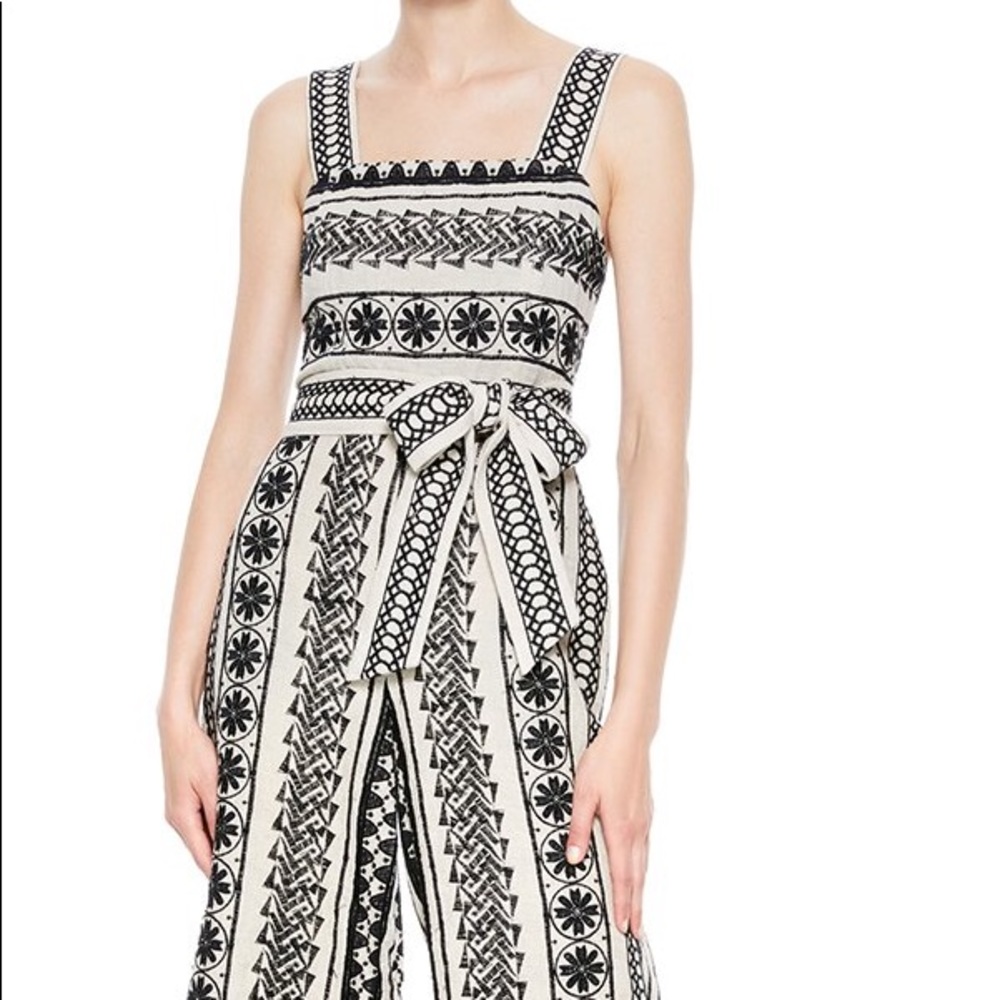NWT Alice +Olivia Jumpsuit linen embroidered 2